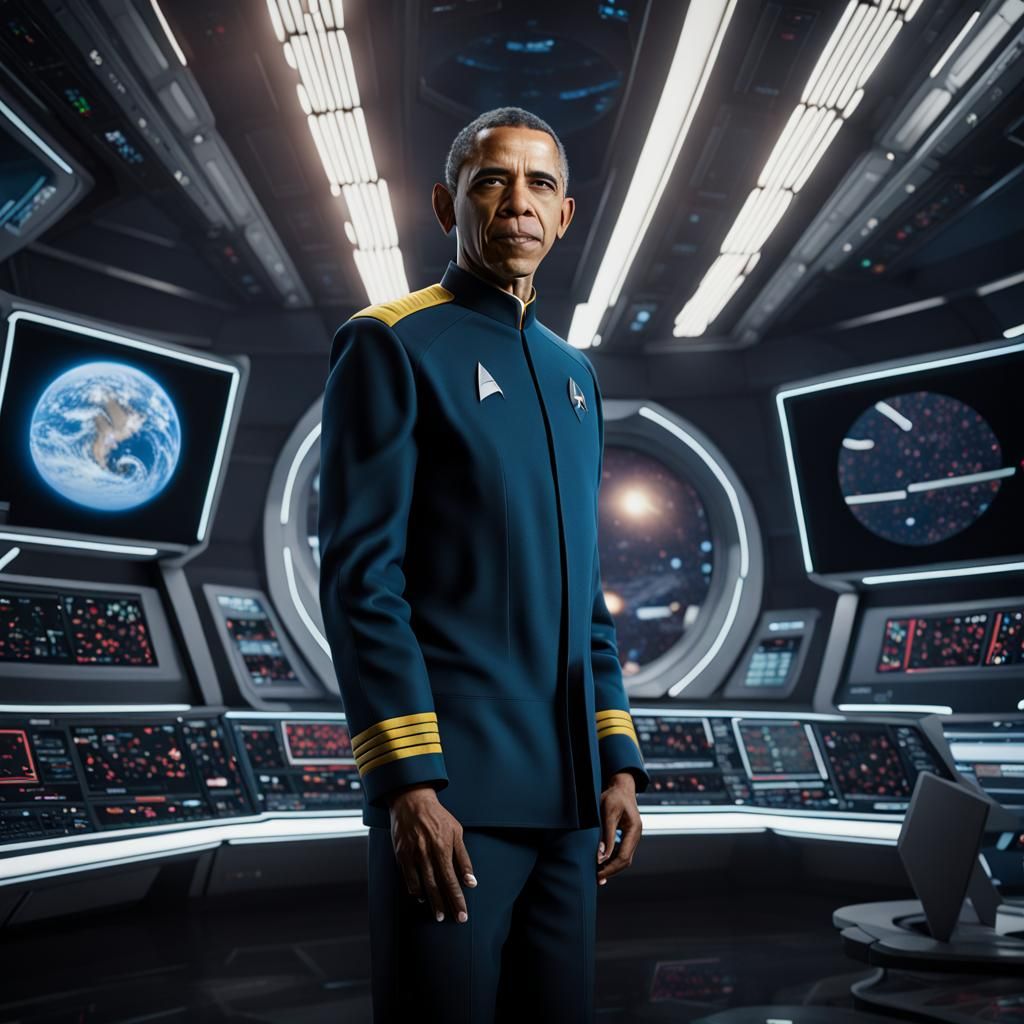 Obama in Starfleet Uniform: Detailed Matte Painting