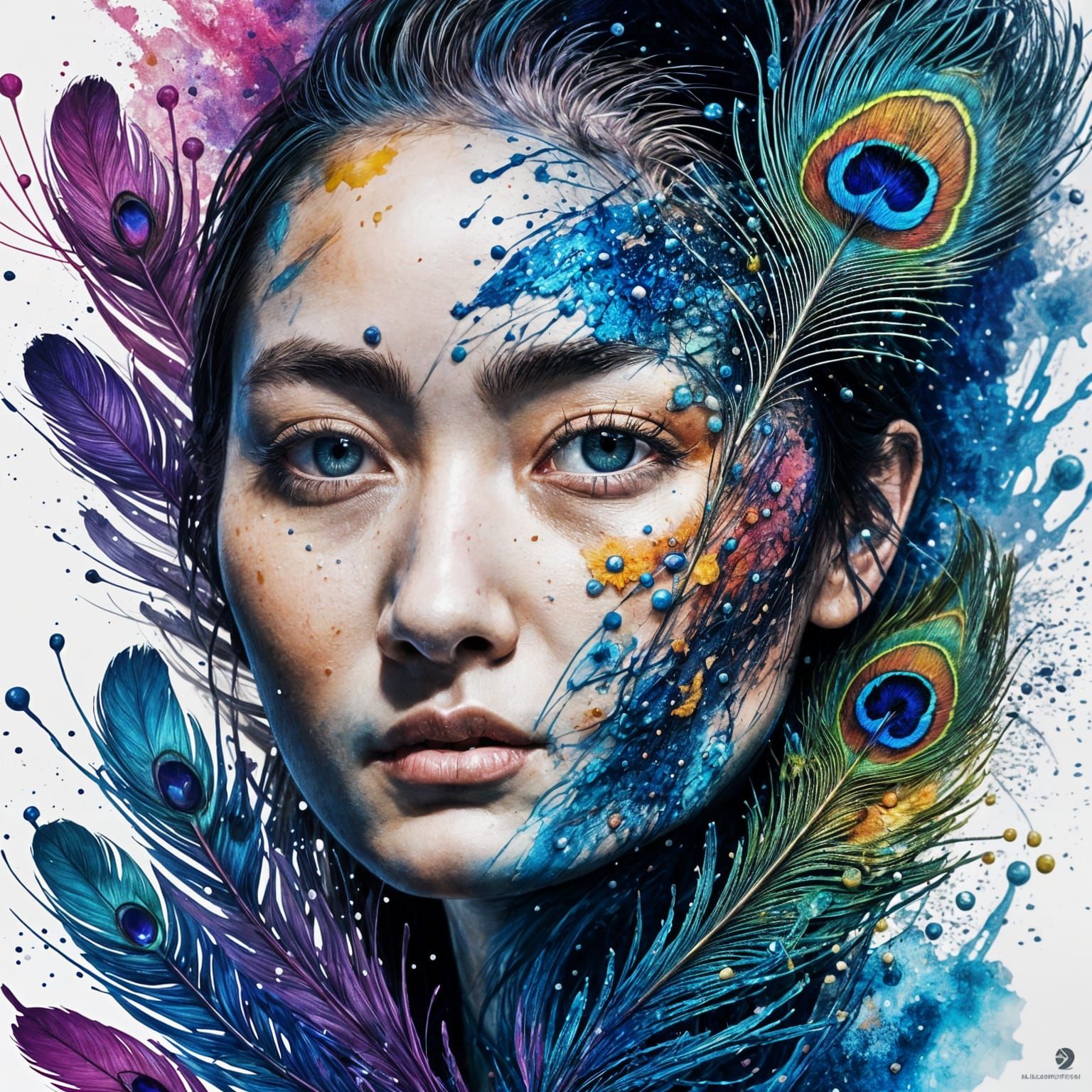 Ink Splatter Peacock Feather: Splash Art