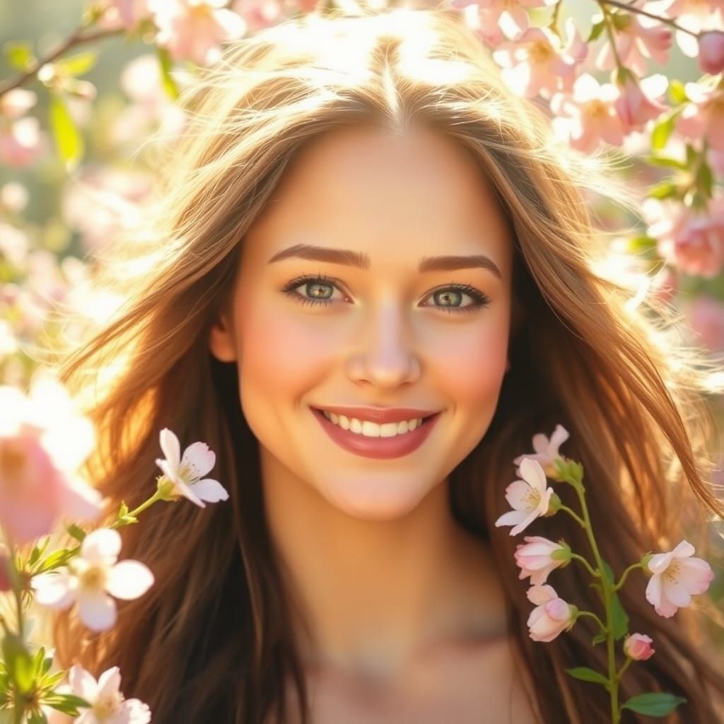 Dreamy Spring Portrait in Watercolor Style