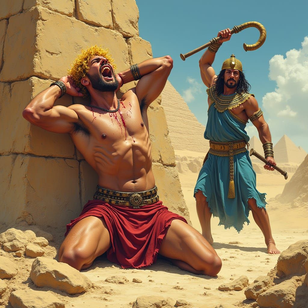 Egyptian Slave's Torment in the Desert Sun