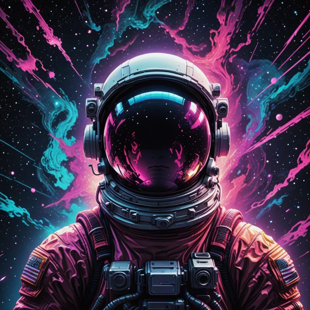 Astronaut Lost in Cosmic Fractals