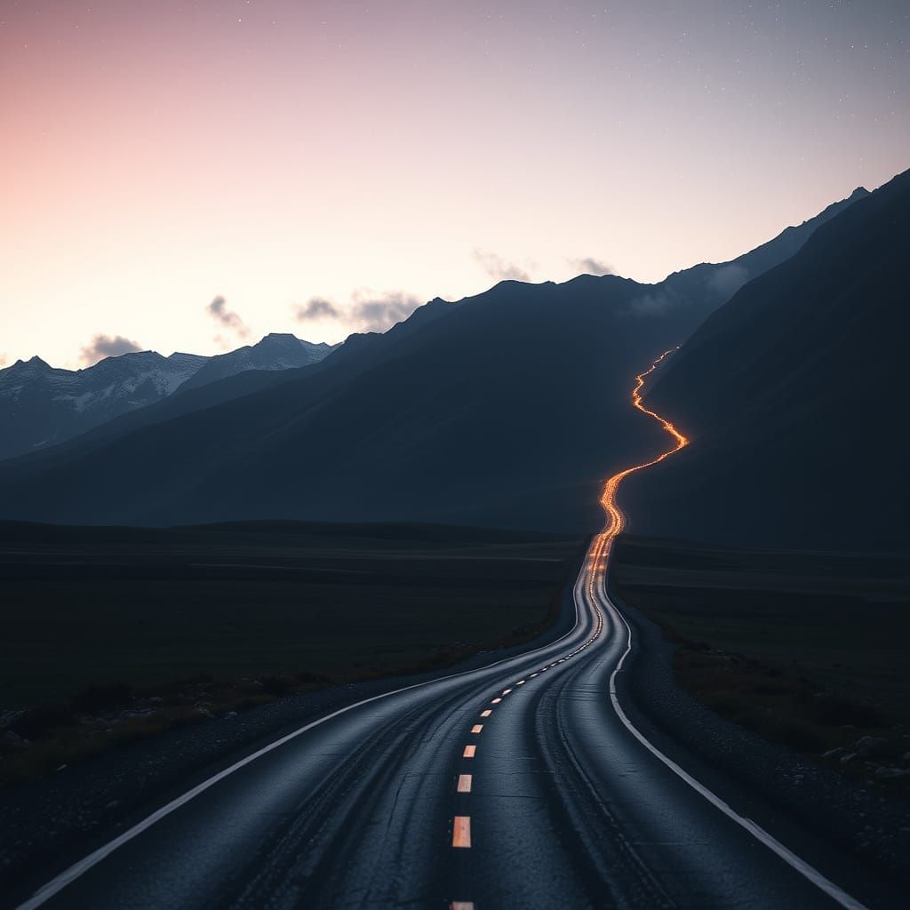 Surreal Futuristic Highway Unfolds from Microscopic Glass Fi...