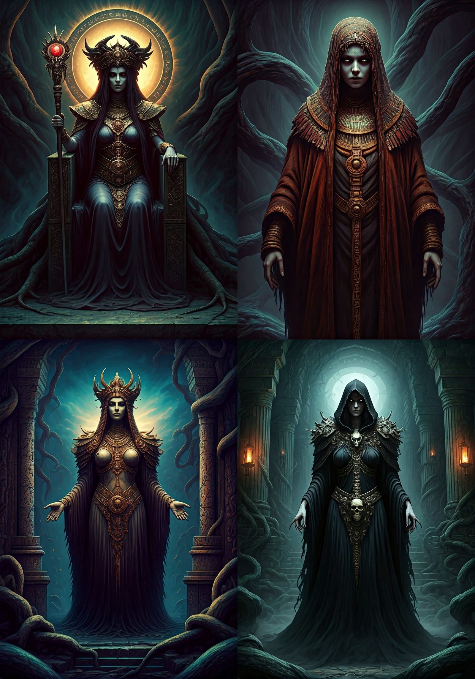 Etruscan Death Goddess in Matte Painting Style