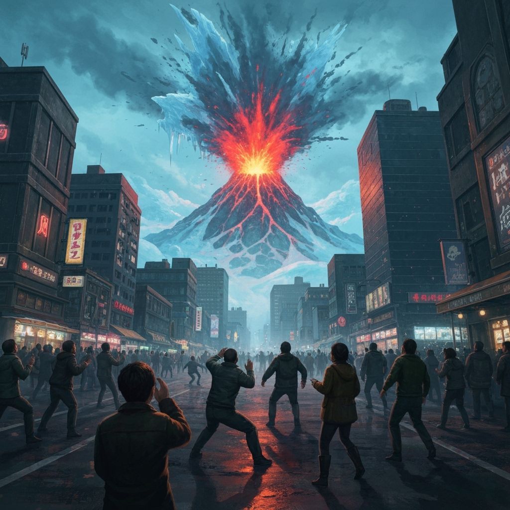 Icy Volcano Erupts in City as People Watch in Terror