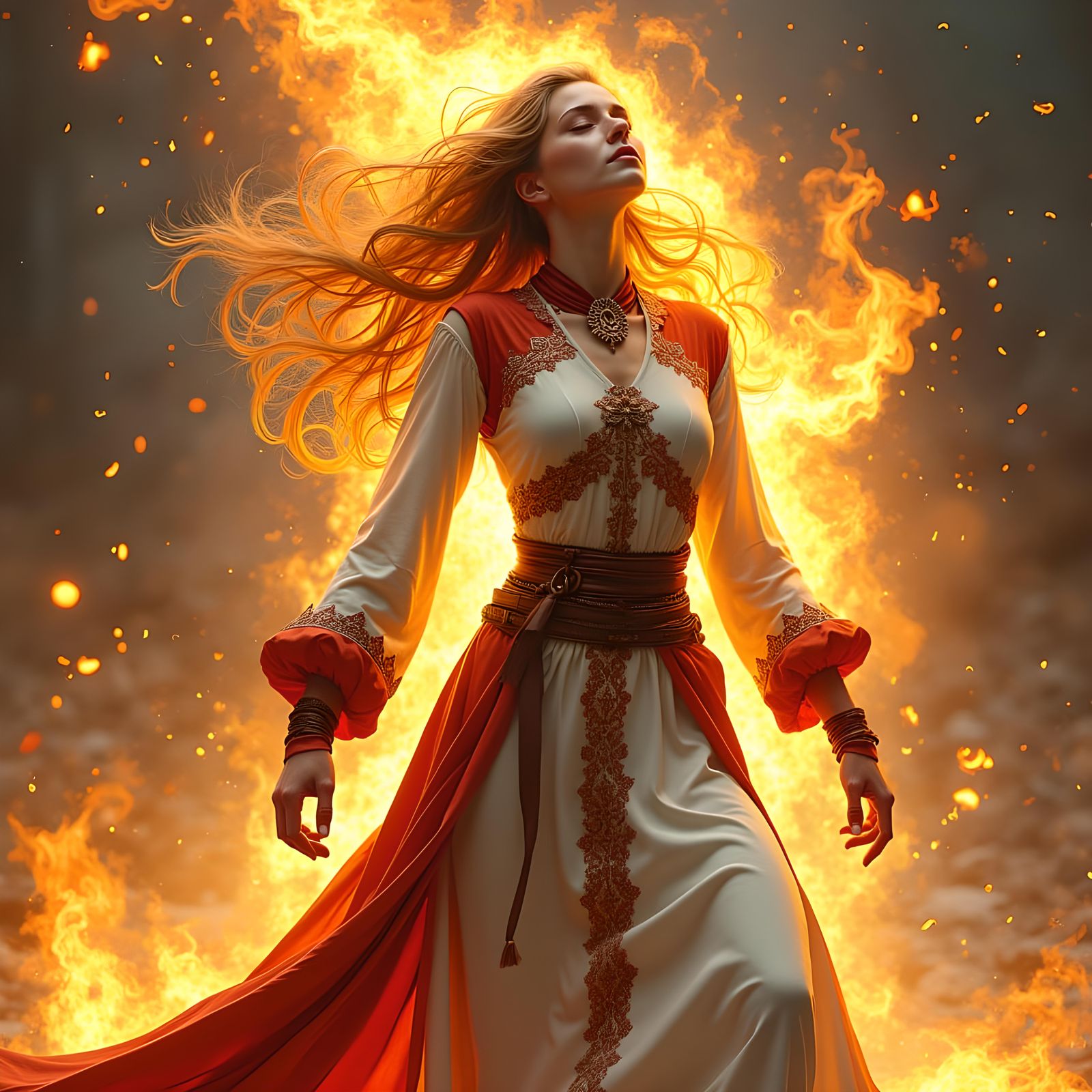 Burning Brilliance: A Female Fire Mage Portrait