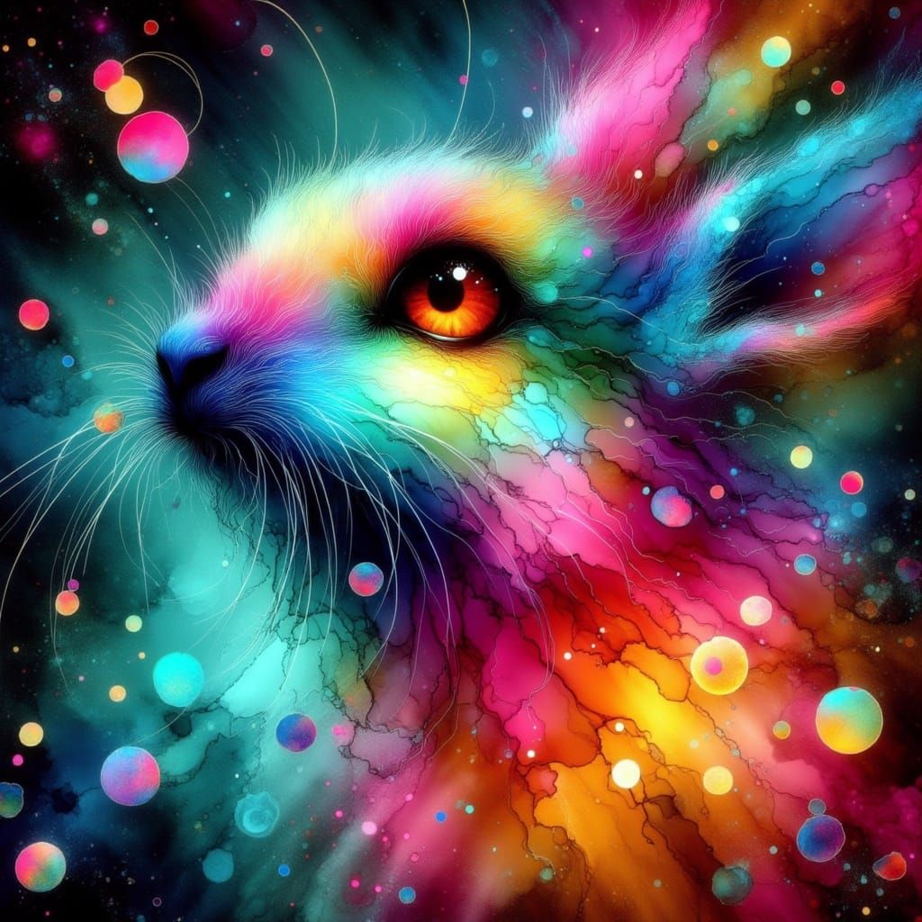 Laughing Bunny in Neon Grunge Fantasy