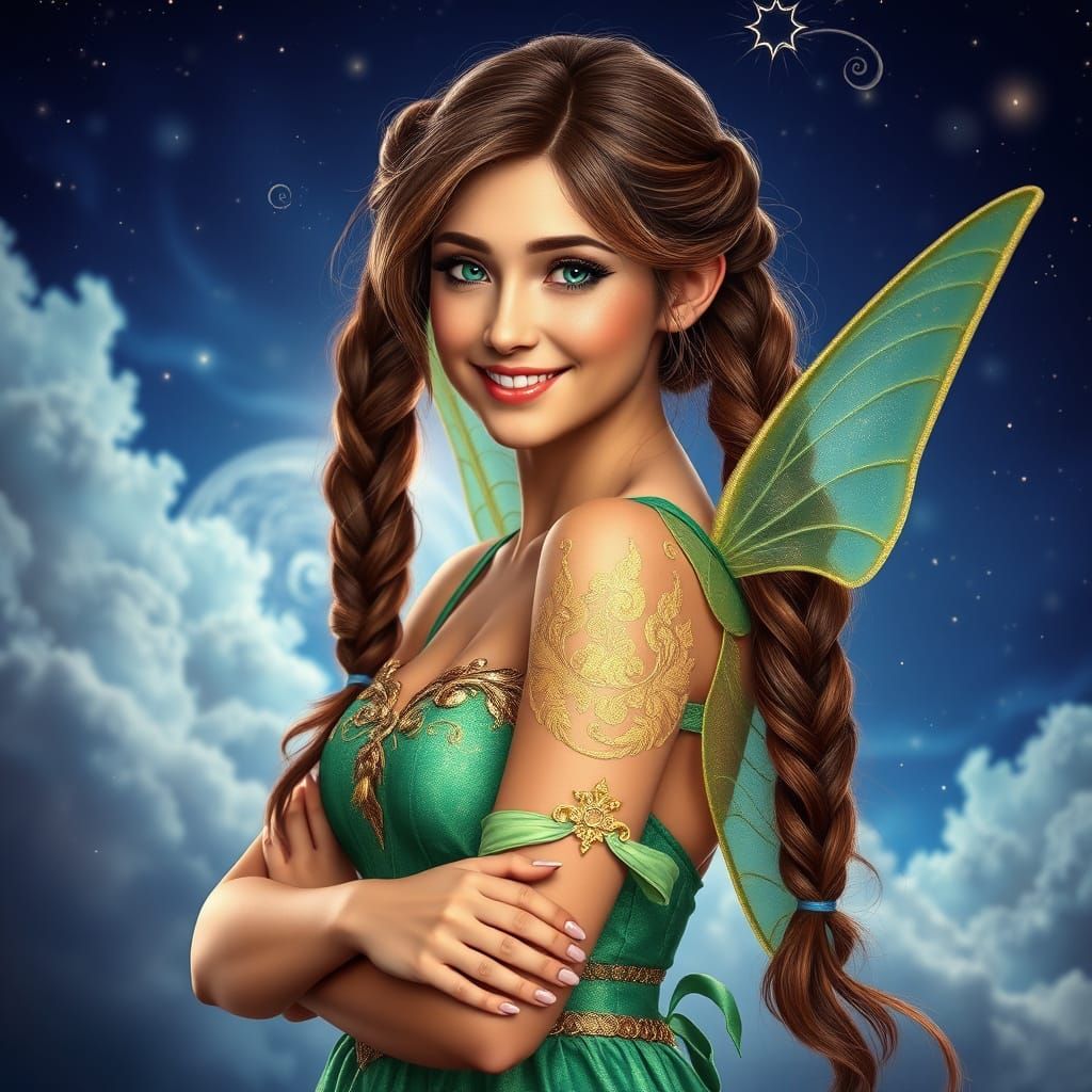 European Cosplay Fairy in Whimsical Fantasy Landscape