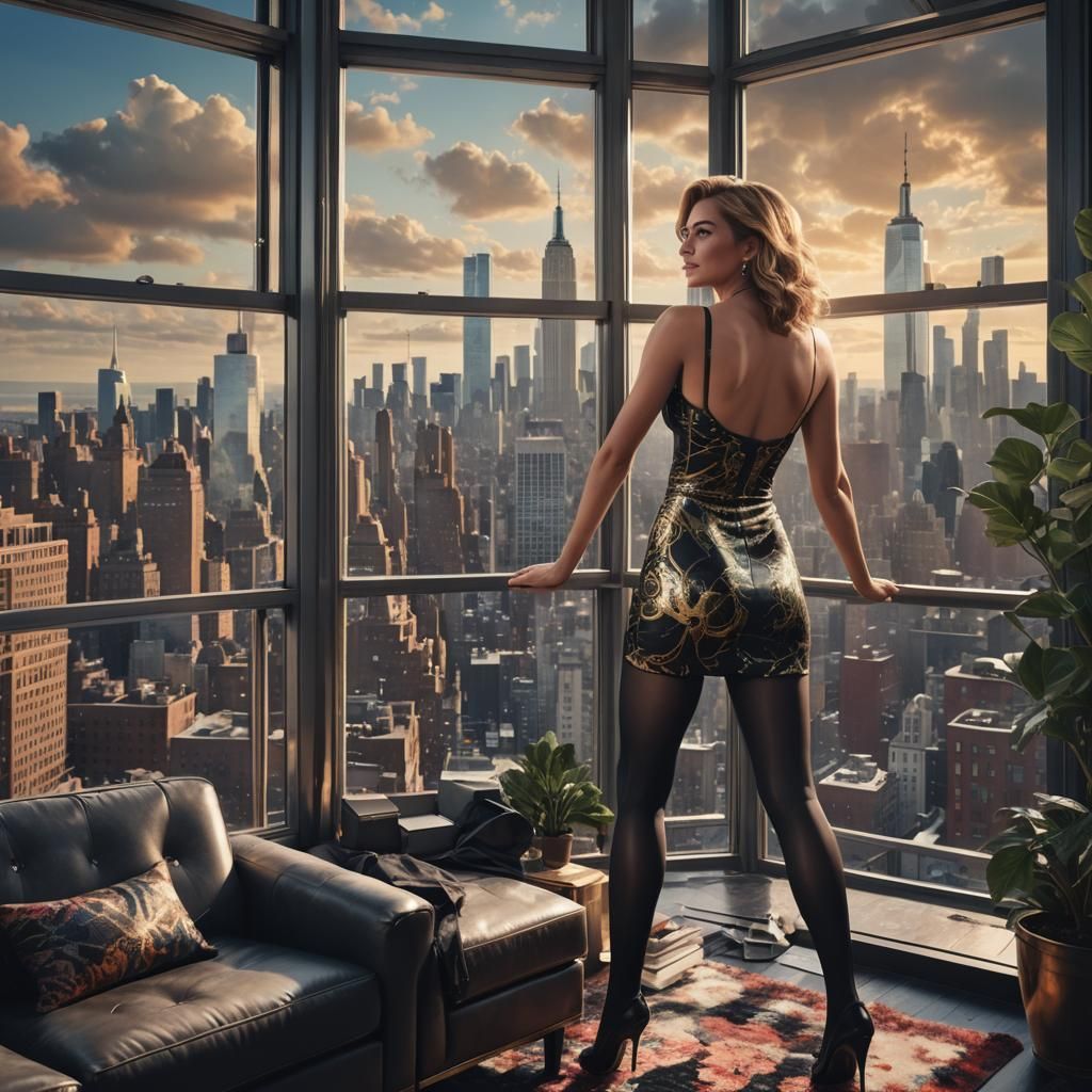 Maximalist Penthouse Interior with City View