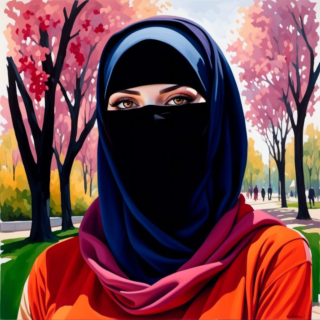Elegant Portrait of Smiling Hijabi Woman with Niqab