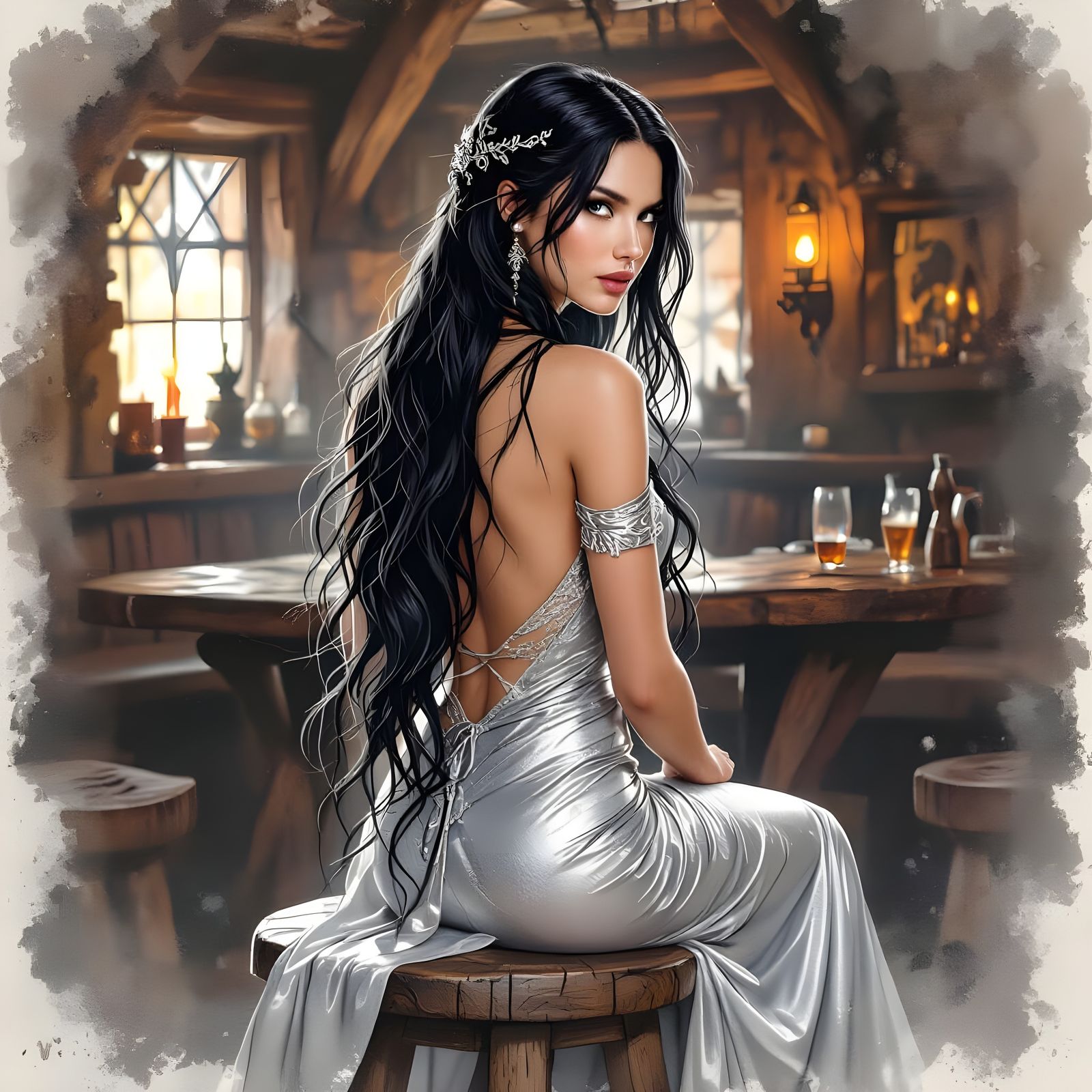 Norse Goddess Portrait in Smoky Tavern by Michael Garmash St...