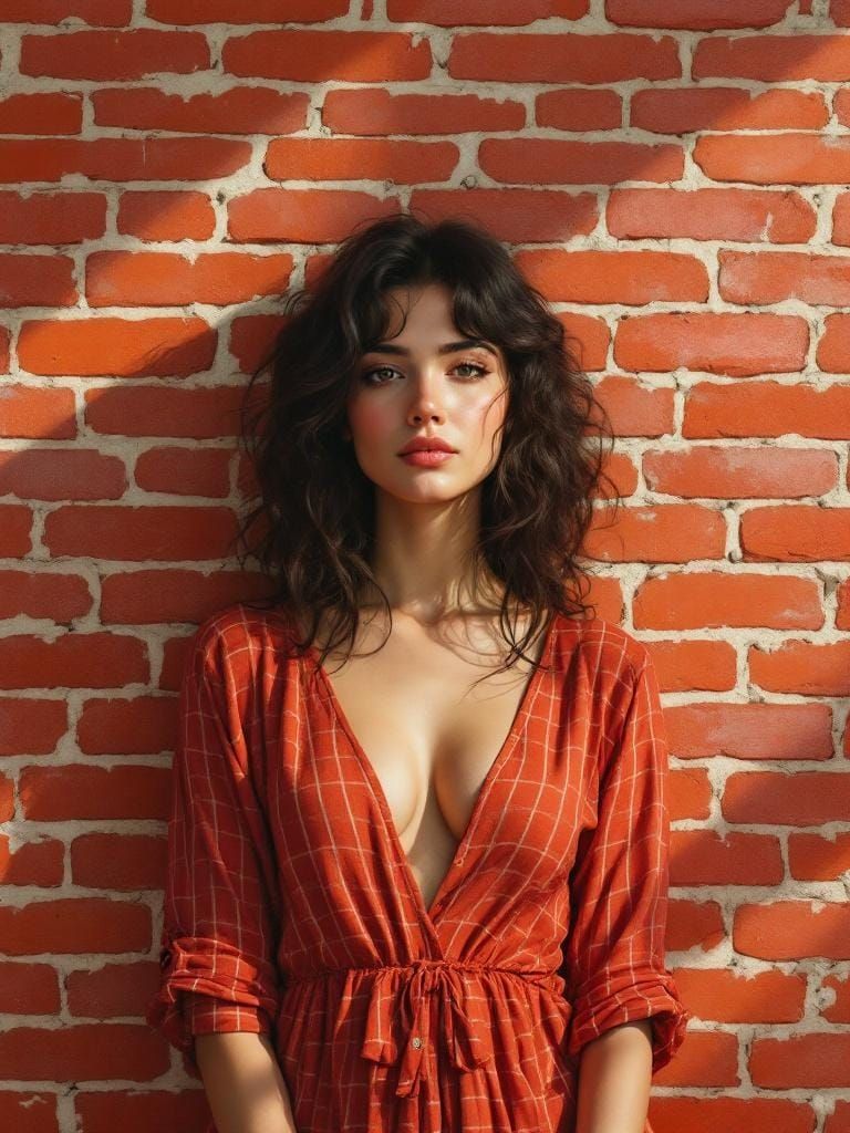 Woman Blending into Brick Wall, Classical Realism