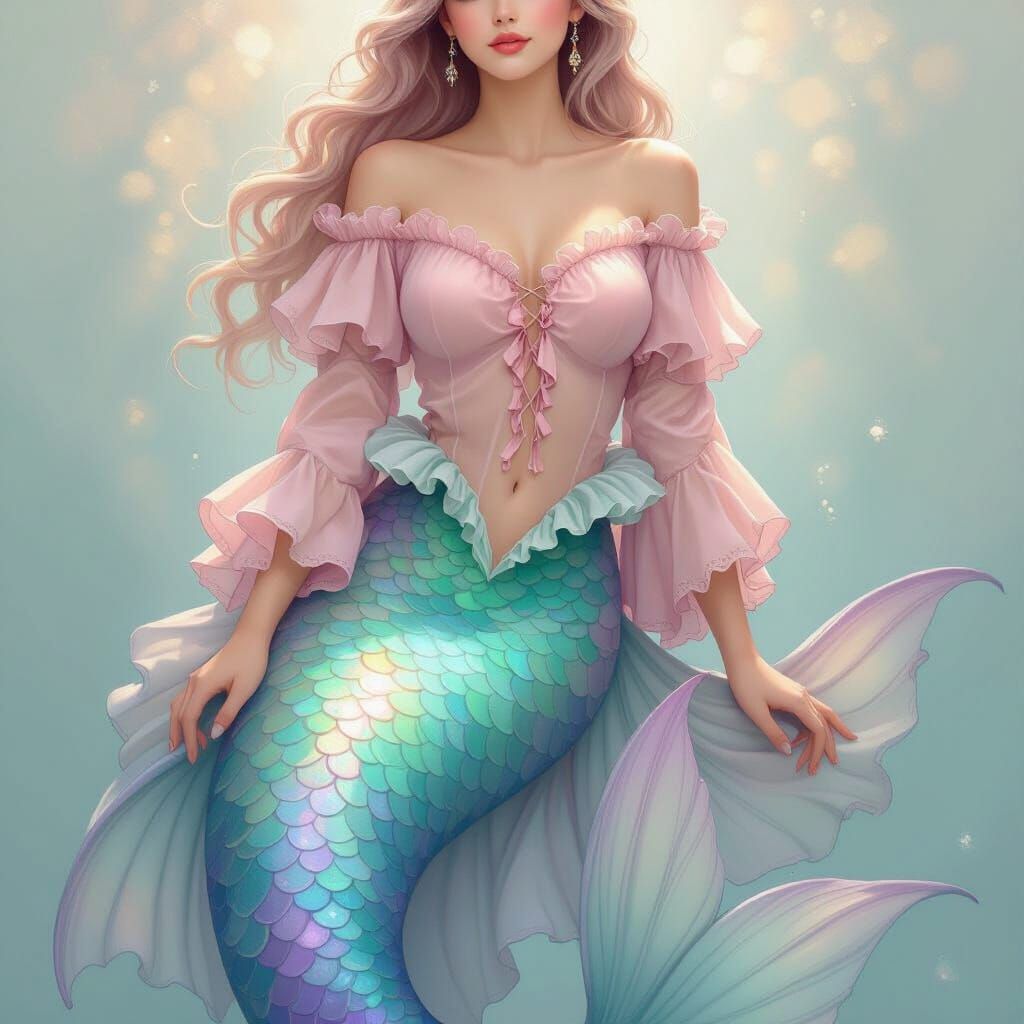 Lovely Mermaid in Pink Blouse Digital Art