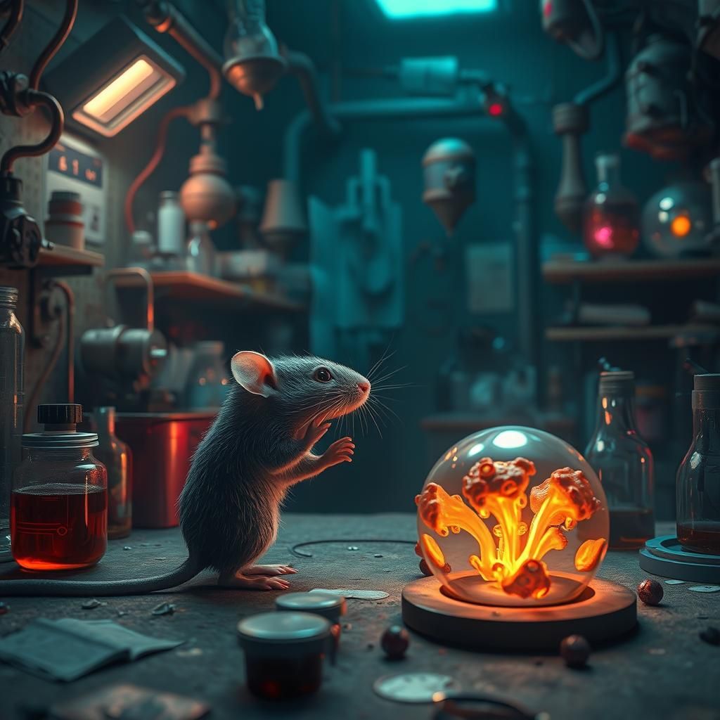 Rat in Laboratory: Dreamlike Digital Art