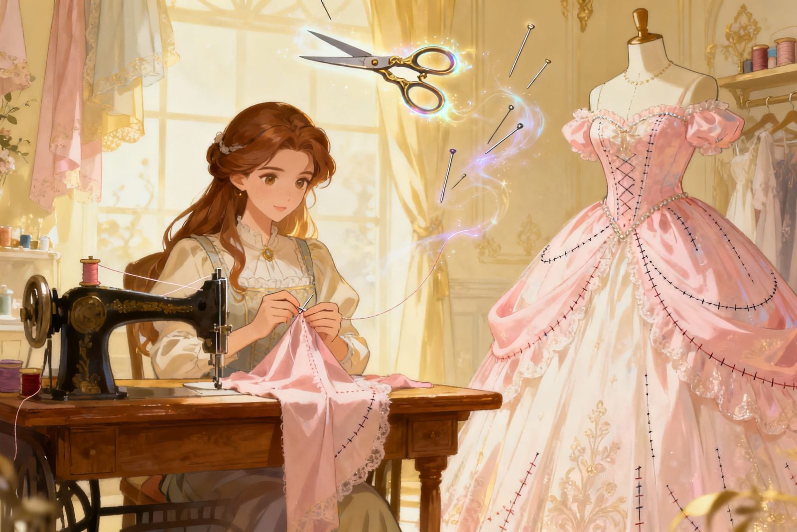 Seamstress Creates Magic Ballgown in Shop