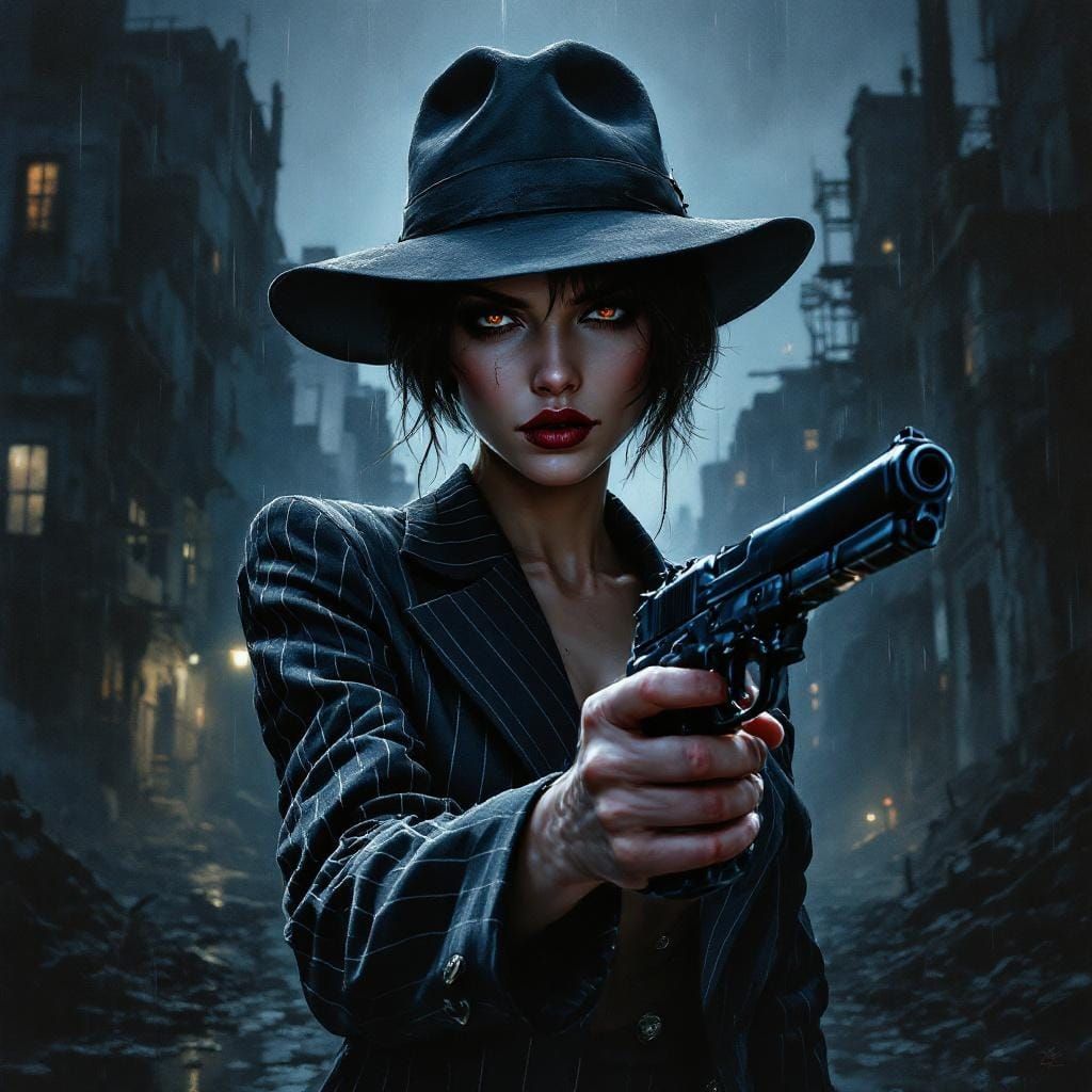 Dark City Detective in Hyperrealistic Portrait