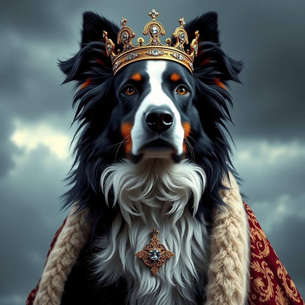 Regal Border Collie in Majestic Black and White Robes