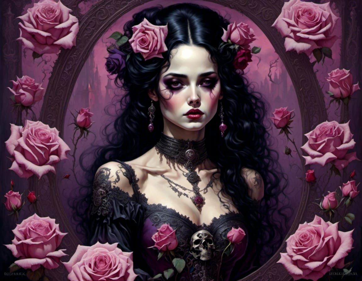 3 ages of woman: beautiful woman in lilac roses