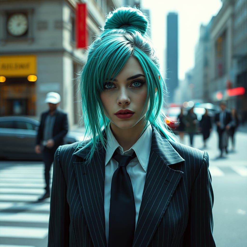 Deco-Punk Businesswoman in Digital Concept Art Style