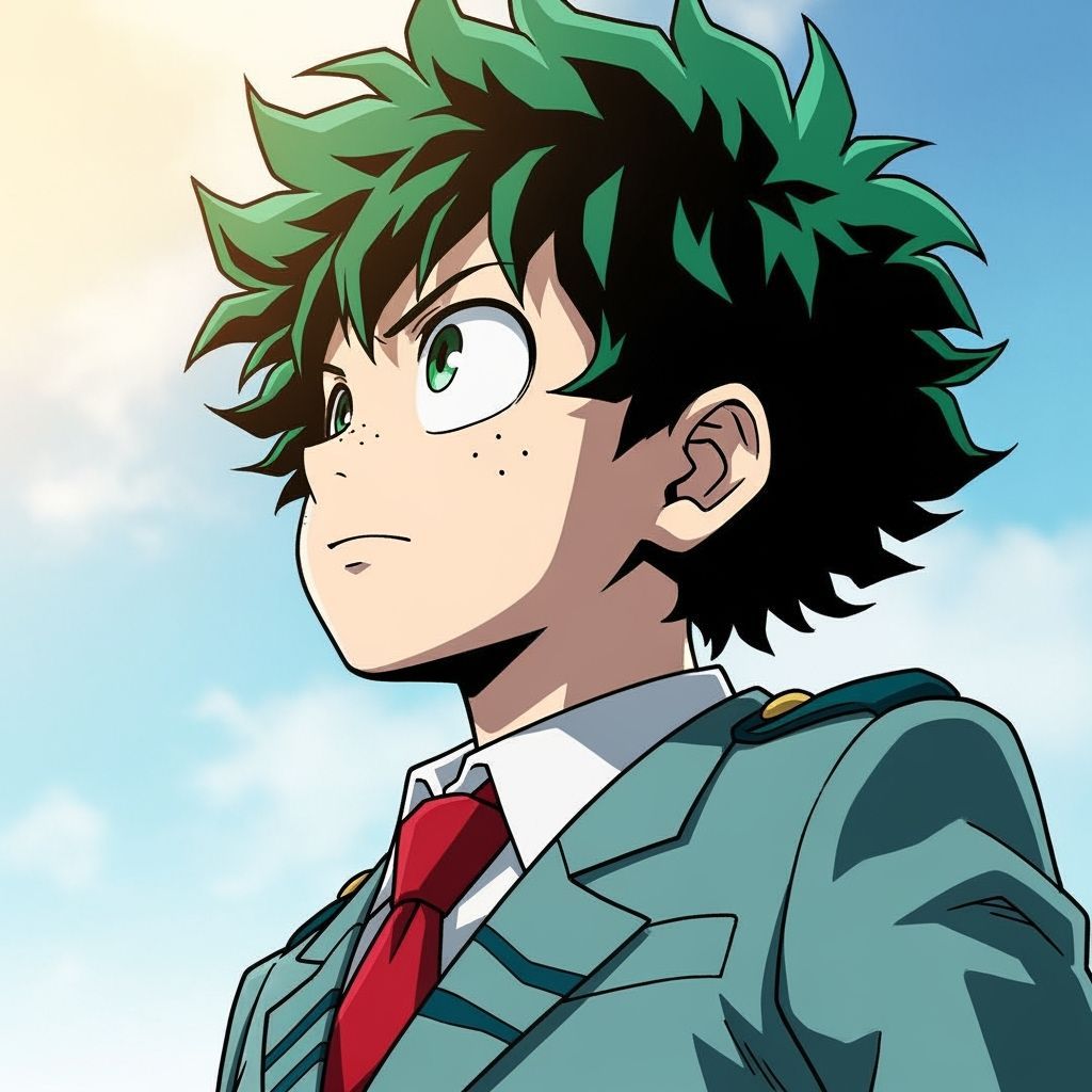 Anime Hero Izuku Midoriya with Determined Gaze
