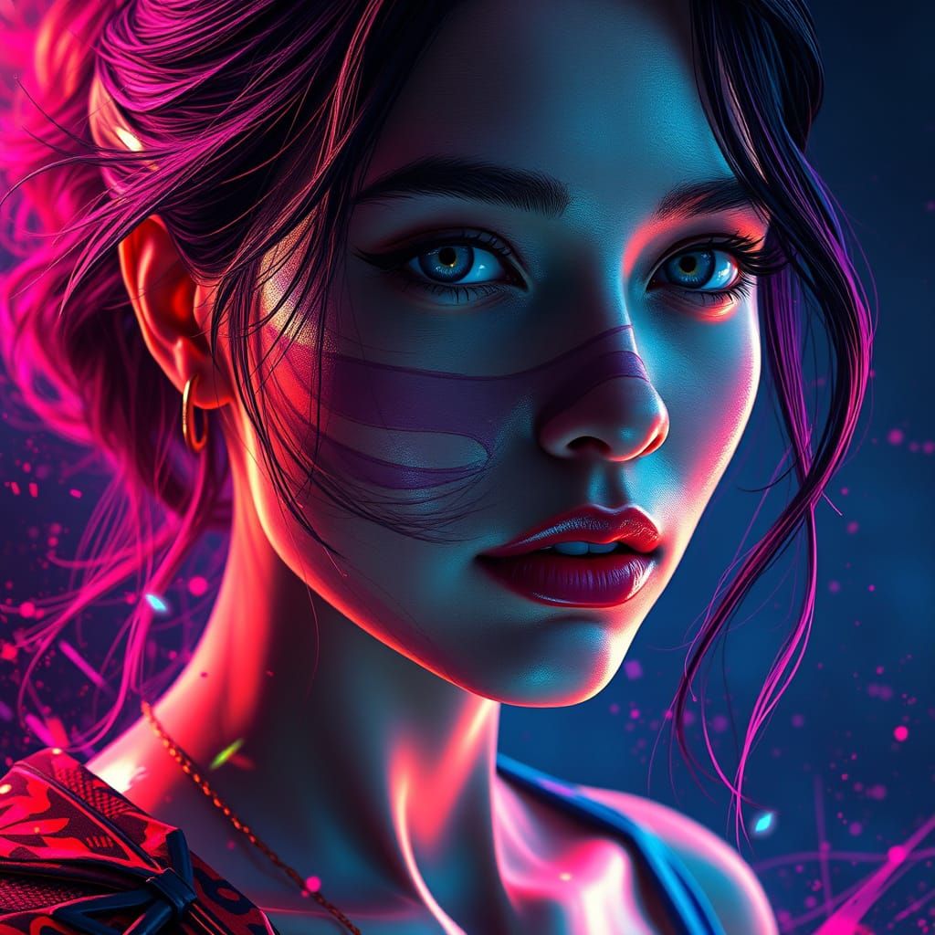 Hyperdetailed Concept Art Portrait in Triadic Colors