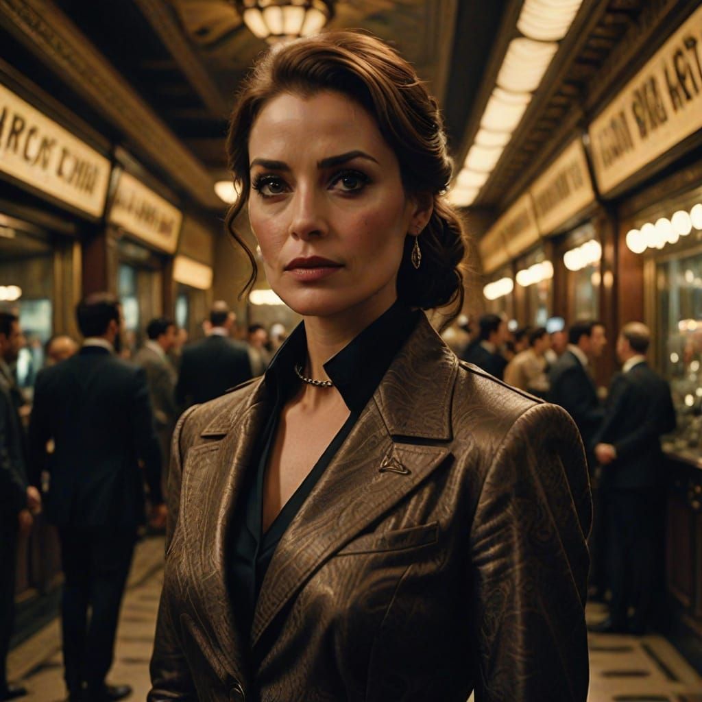 Elegant Socialite Portrait in Dramatic Cinematic Style