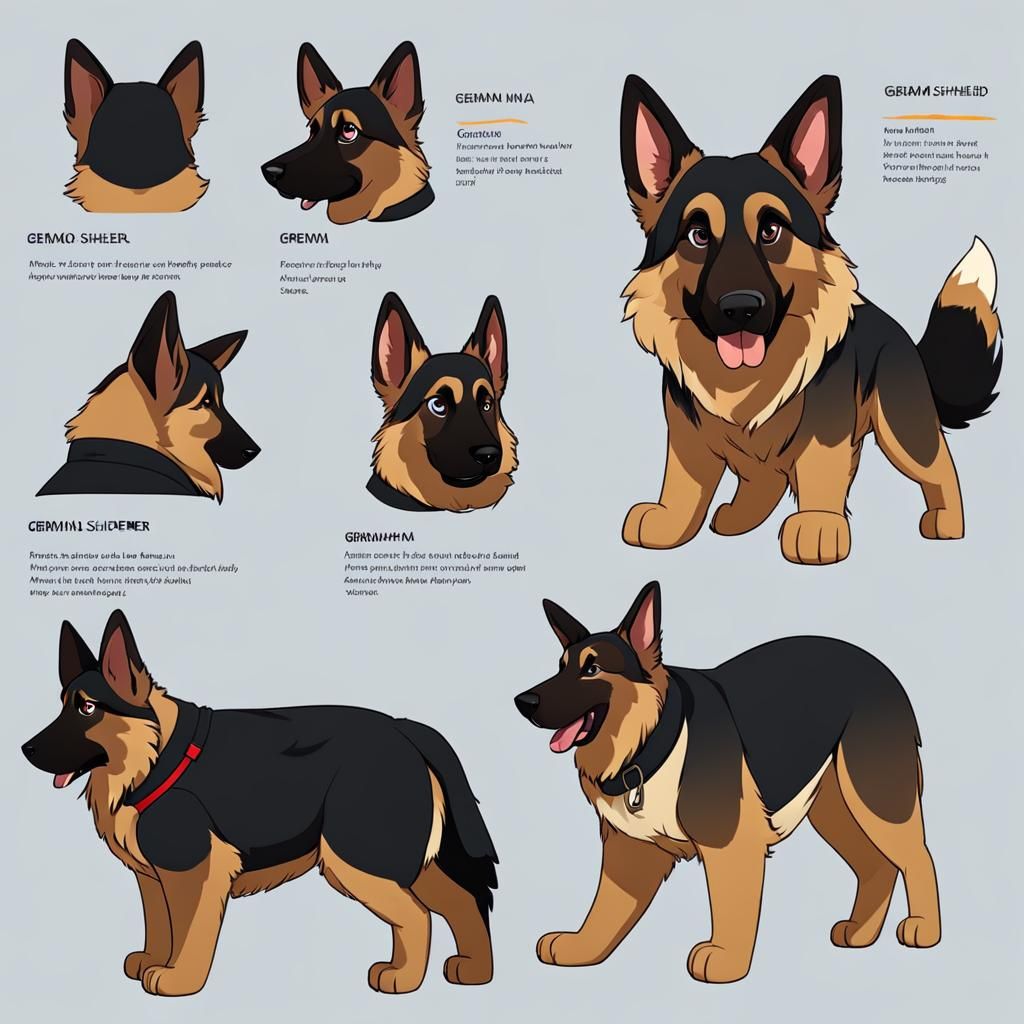 German Shepherd Fursona Character Reference Sheet
