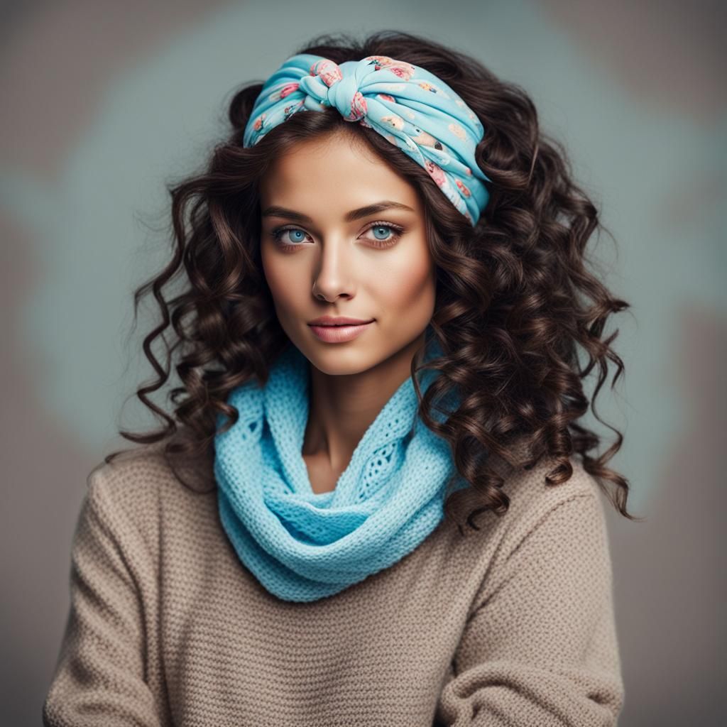 Slender Woman with Curly Hair and Headbands