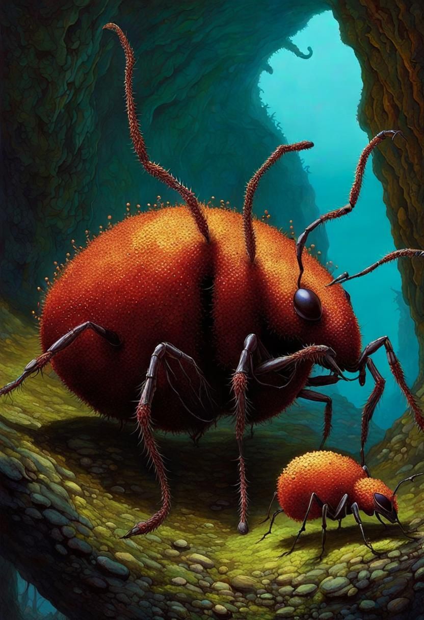 Insect mom with little one.