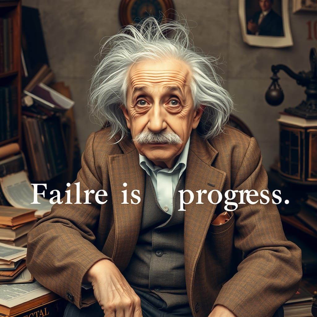 Einstein Portrait in Vintage Study, Wyeth and Rembrandt Styl...