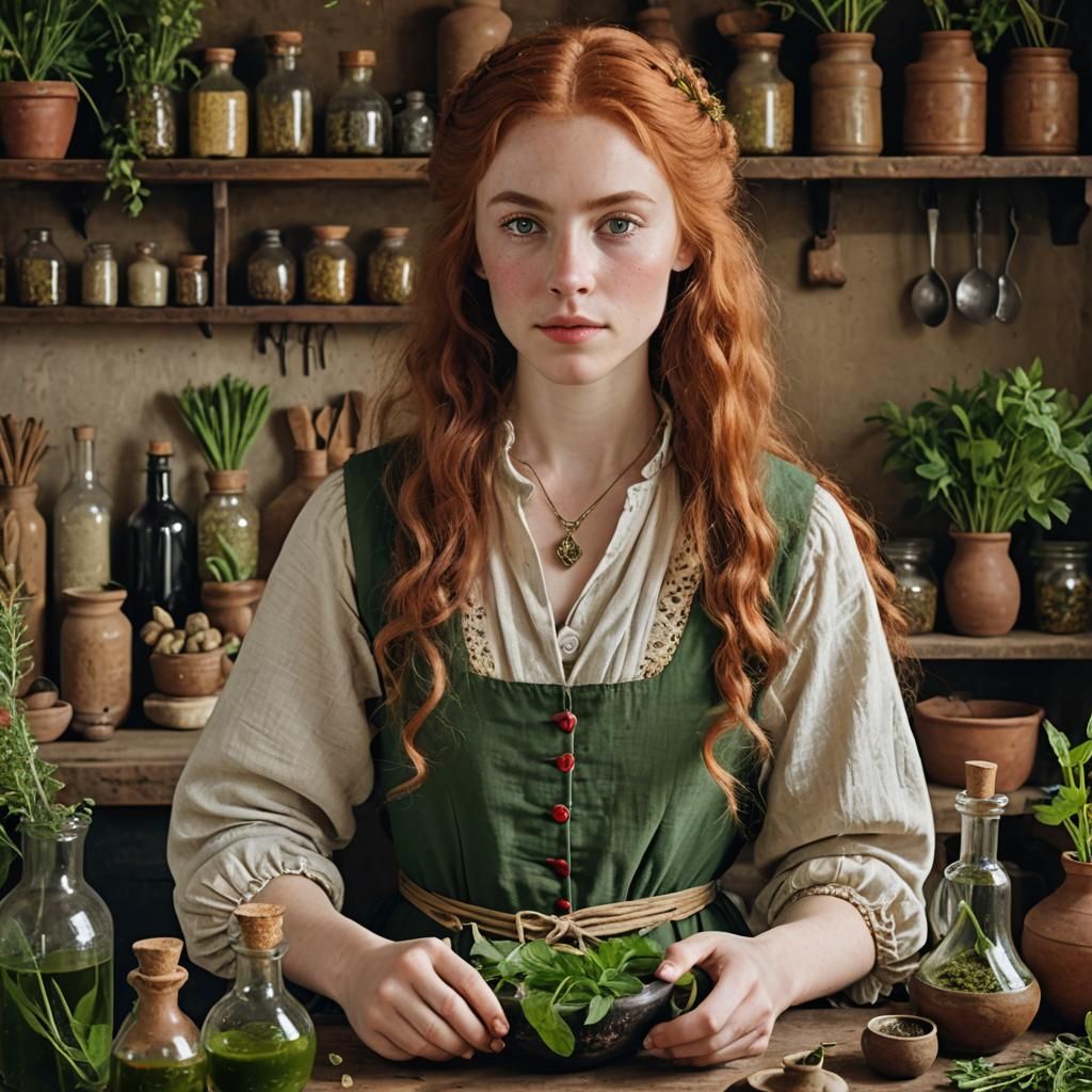 Eighteenth Century Herbalist Making Potions, Photorealistic ...