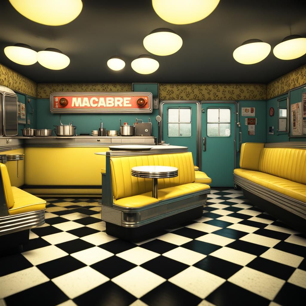Creepy 1960s Diner in Liminal Dream Space