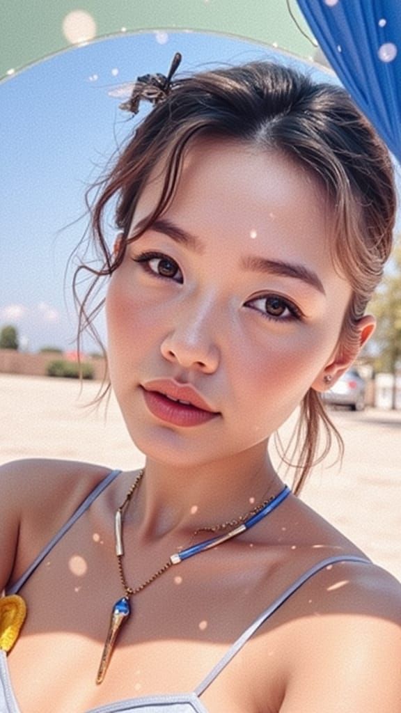 Young Woman Smiling in Odessa Street Photo