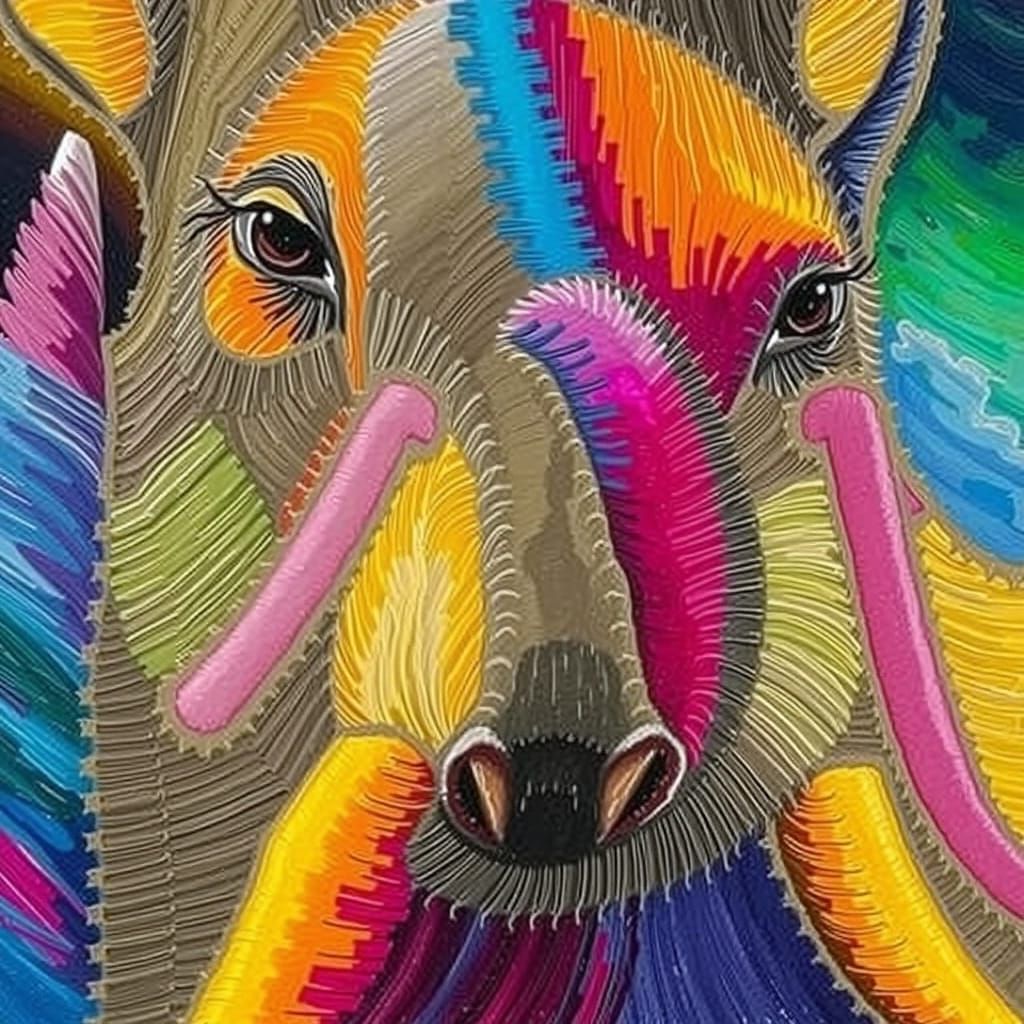 Vibrant Tapir in Neo-Impressionist Impasto Style