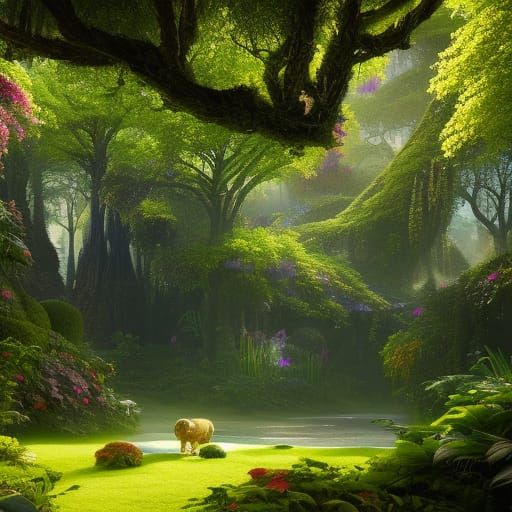 Hidden Garden with Fluffy Forest Animals