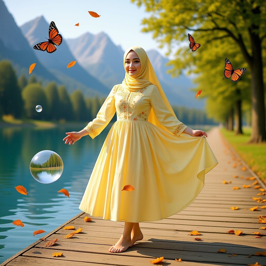 Muslim Woman with Butterflies: Meta Zolo Editorial Photograp...
