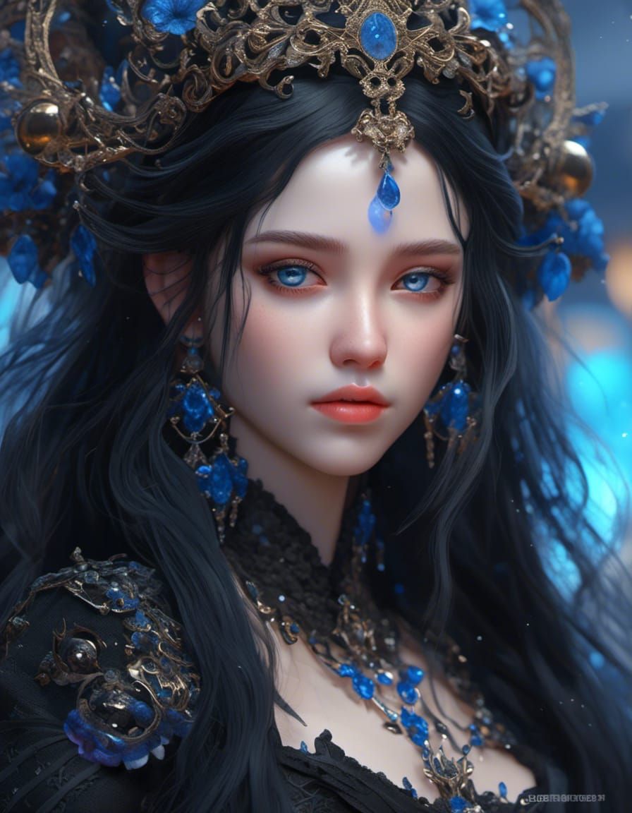 Goth Woman Portrait in Hyperreal Anime Style