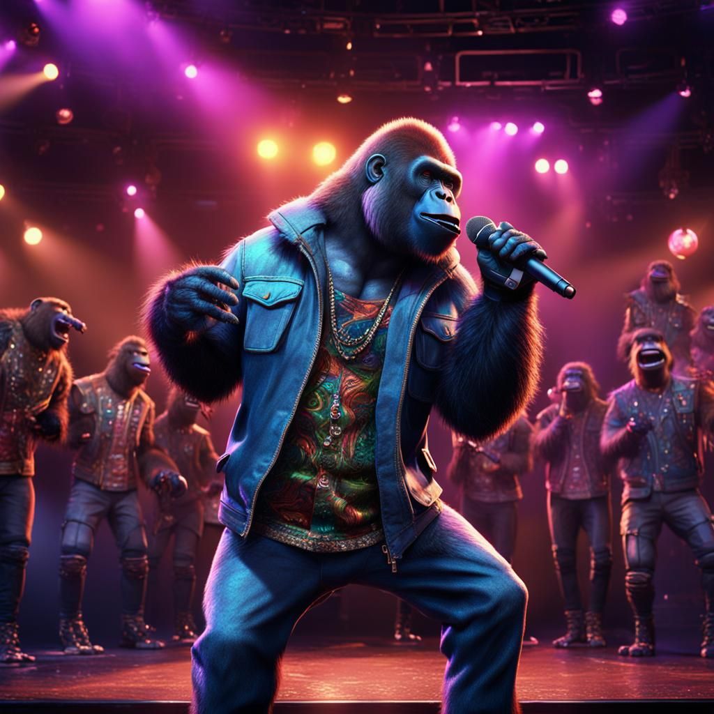 A Gorilla Singing Karaoke