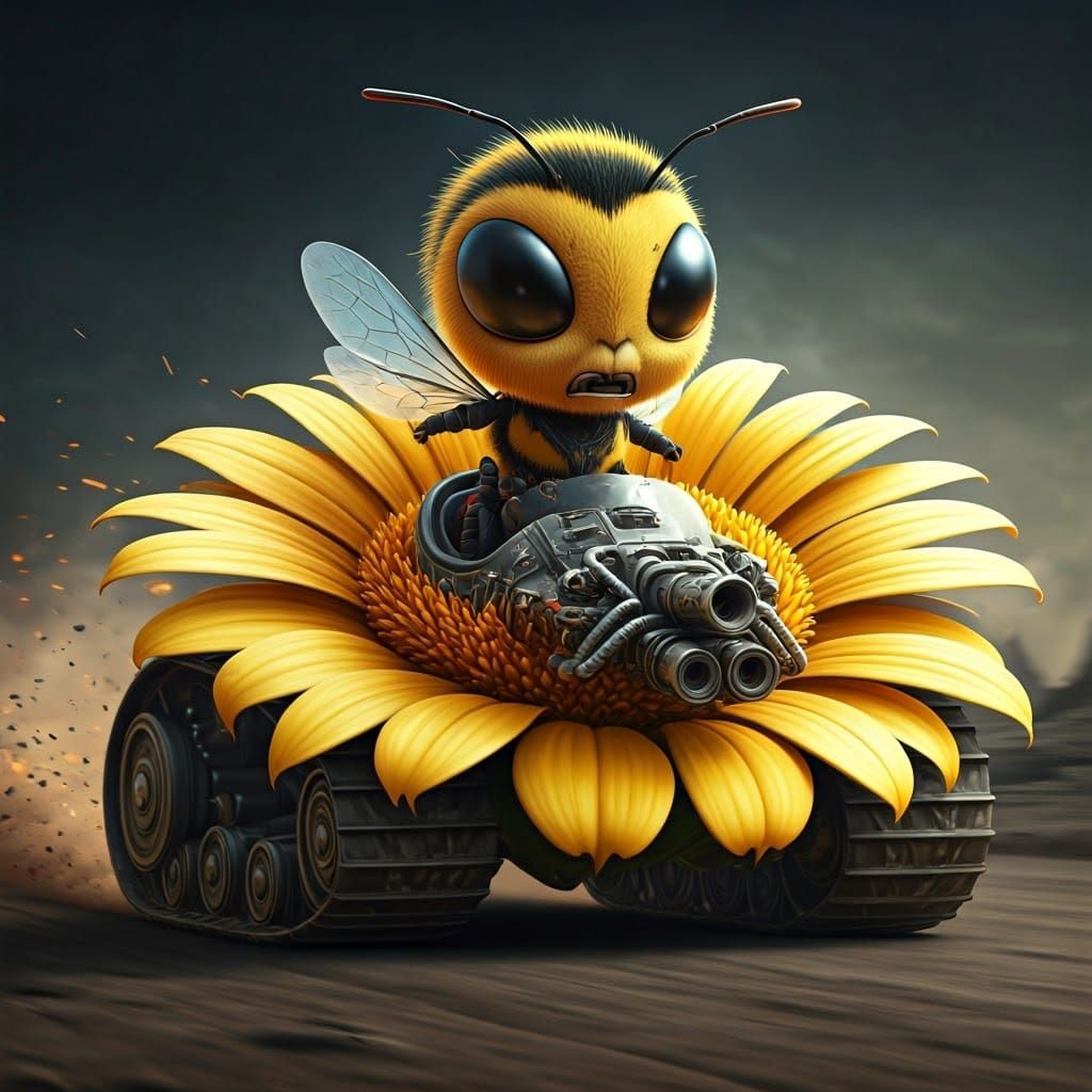 Chibi Bee Races Flower Tank in Mad Max Style