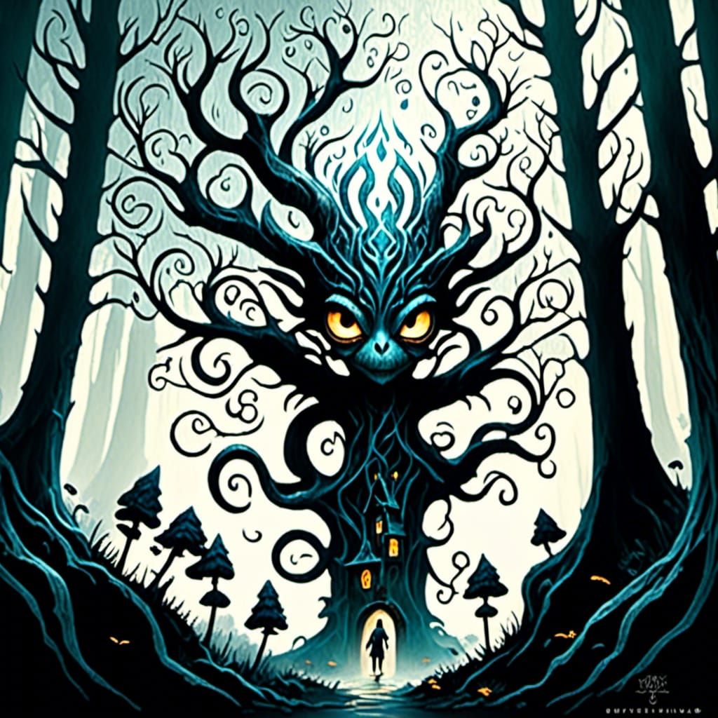 Mystical Forest Will-o'-the-Wisps in Ethereal Fantasy Art