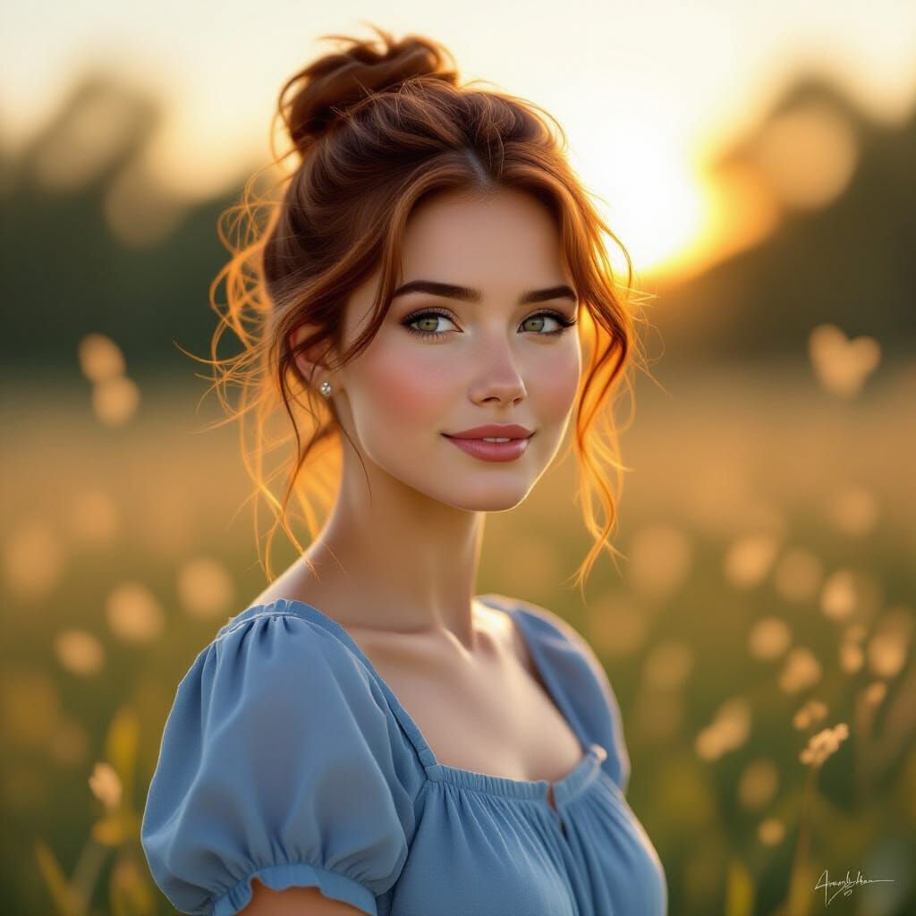 Portrait of Alice Smith in a Dewy Meadow at Dawn