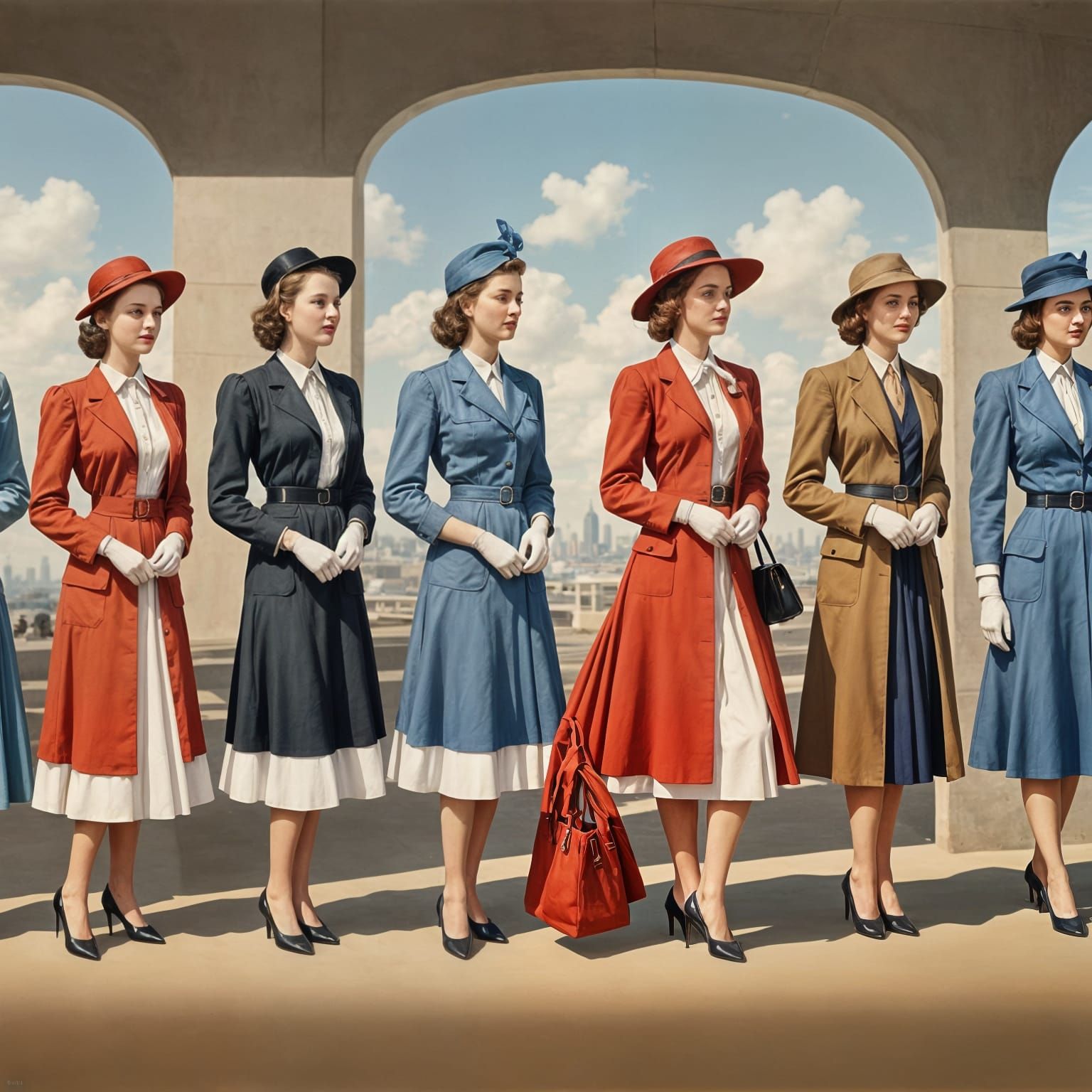 Vintage 1940s Woman in Era-Appropriate Fashion