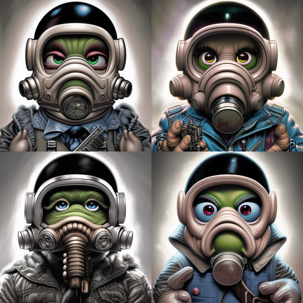 Cyberpunk Miss Piggy with Gas Mask Portrait