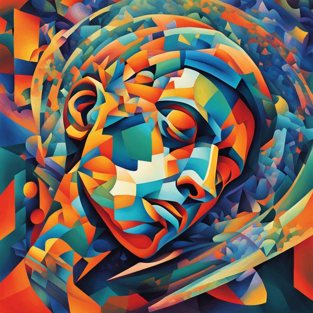 Surreal Geometric Figure in Abstract Expressionism Style