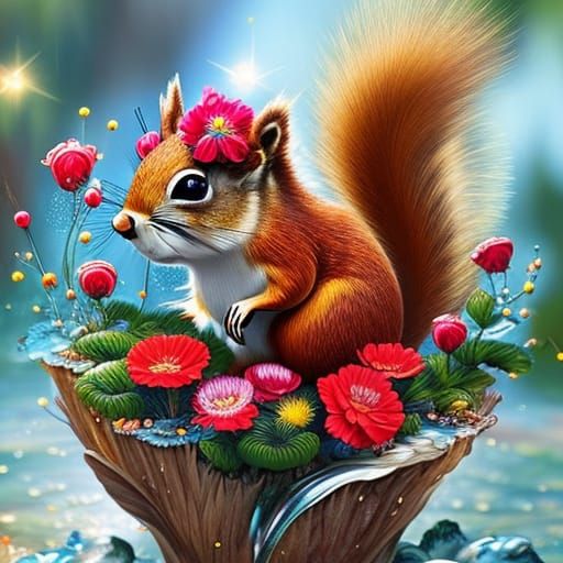 Whimsical red squirrel 1
