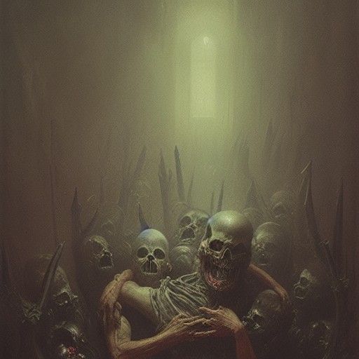 World of Gods and Demons in a Horror Scene