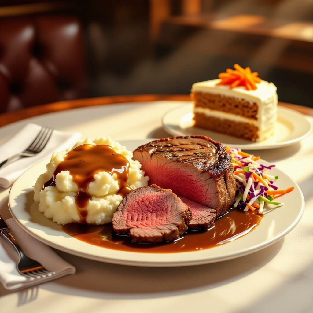 Rare Roast Beef with Gravy in Digital Art Style