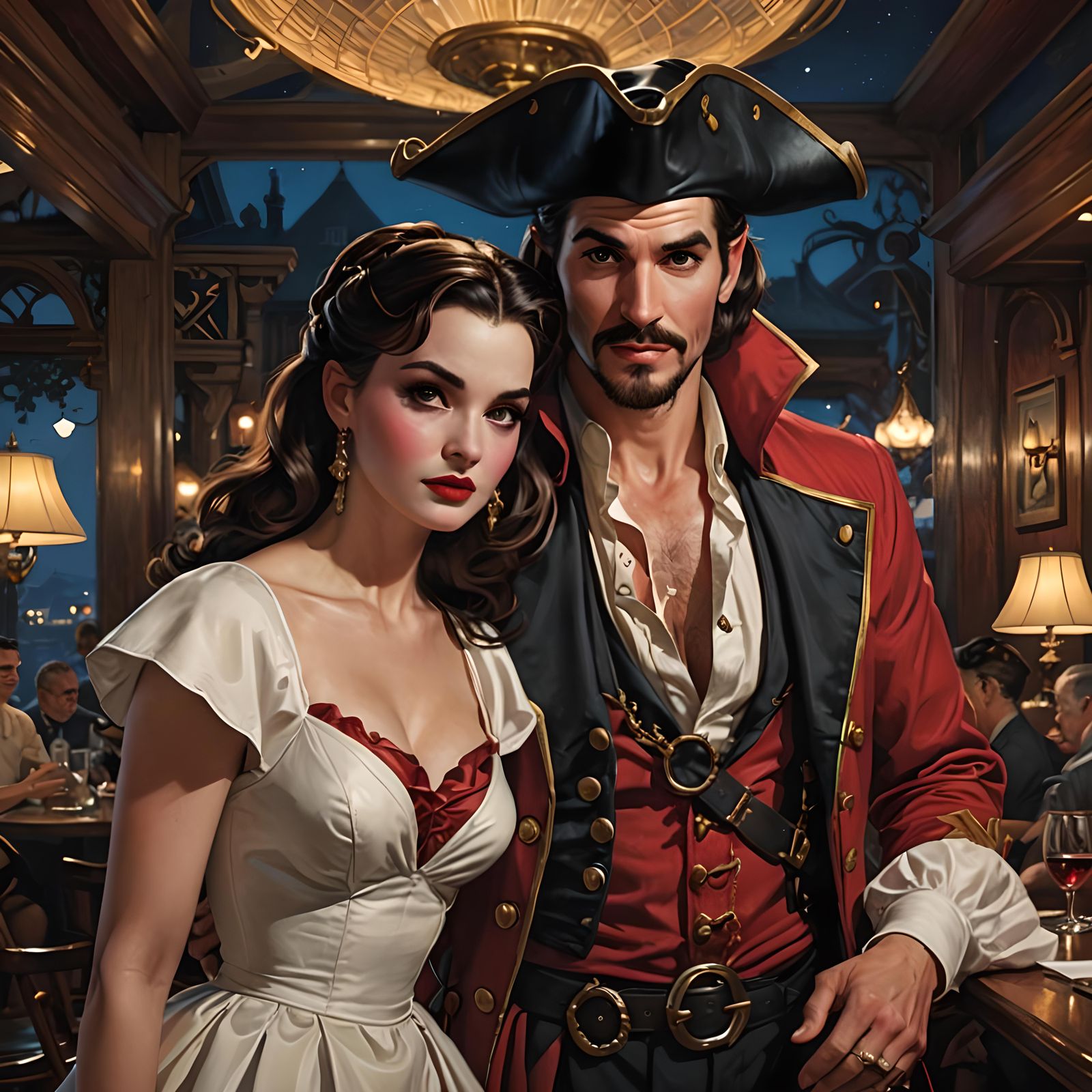Captain Hook on a Date: Photorealistic Pin-Up Art