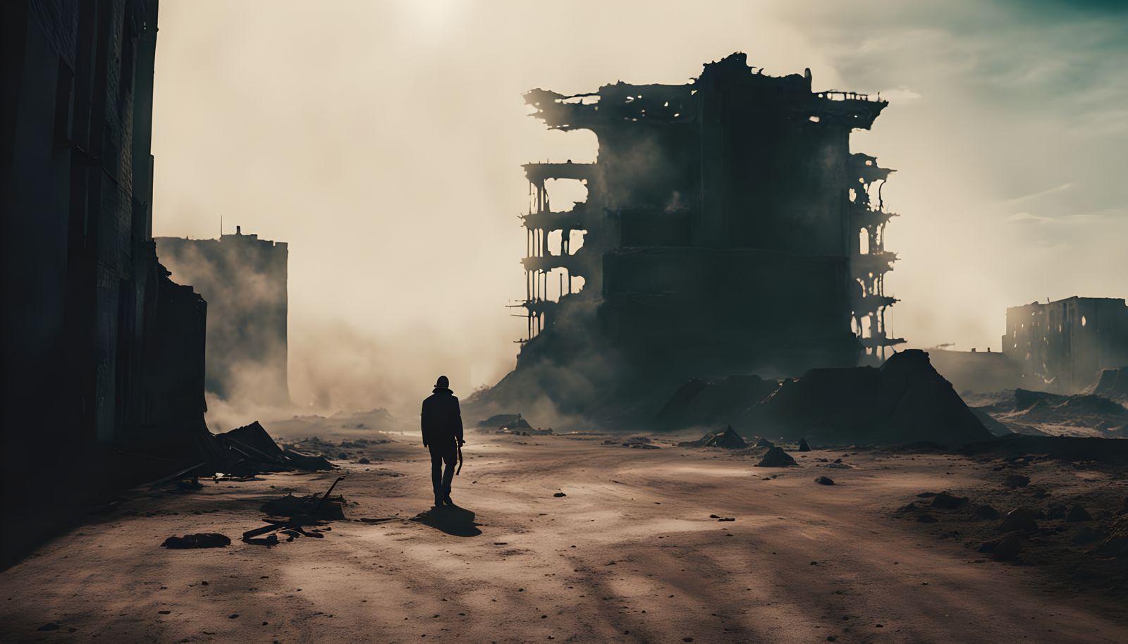 Epic Wasteland Ruins at Sunset