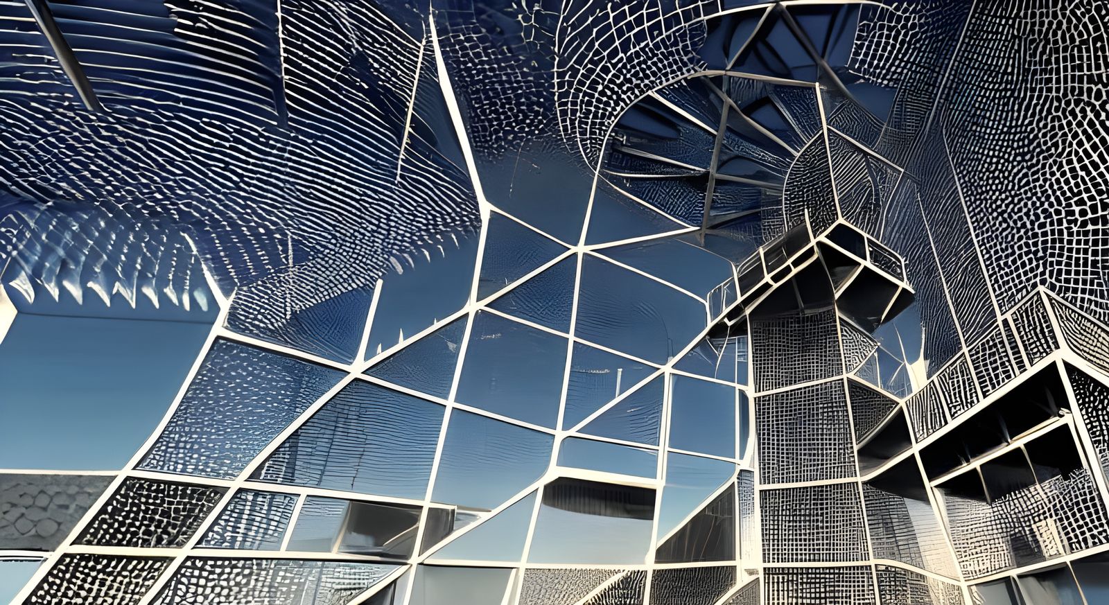 Cyberpunk Iron Architecture in Parallax Perspective