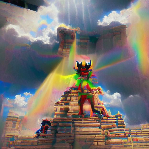 Rainbow Demon Worshipped At Aztec Temple, Hyperrealism